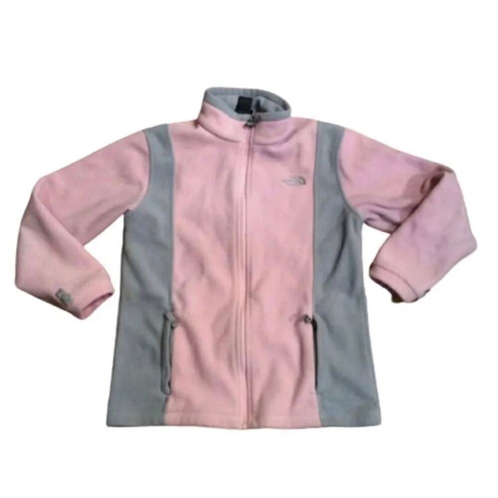 The North Face Girl's LG Pink & Gray Zip Front Fleece Jacket